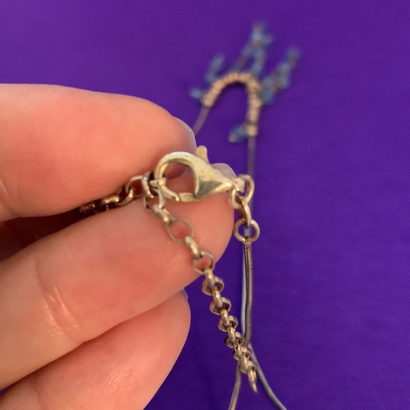 Ocean Blue Faceted Beaded Dangles Necklace with Lobster Clasp - Picture 6 of 7